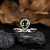 NL9932-3 S925 pure silver platinum colored diopside ring NL9932-3 S925 pure silver platinum colored diopside ring