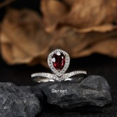 NL9932-3 S925 pure silver platinum garnet ring NL9932-3 S925 pure silver platinum garnet ring