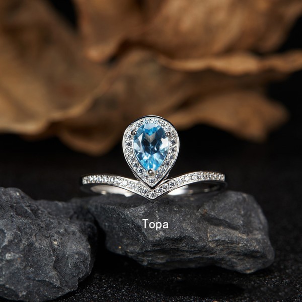 NL9932-3 S925 Pure Silver Platinum Topaz Ring NL9932-3 S925 Pure Silver Platinum Topaz Ring