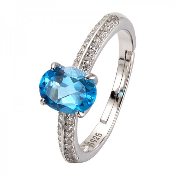 RS9933 S925 sterling silver natural Swiss blue topaz ring RS9933 S925 sterling silver natural Swiss blue topaz ring