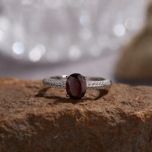 RS9933 S925 pure silver natural garnet ring