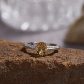 RS9933 S925 pure silver natural yellow crystal ring RS9933 S925 pure silver natural yellow crystal ring