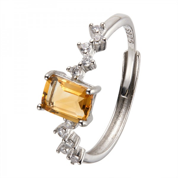 RS9934 S925 Pure Silver and Yellow Crystal Wealth Ring RS9934 S925 Pure Silver and Yellow Crystal Wealth Ring