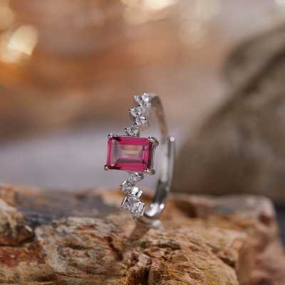 RS9934 S925 Pure Silver Sky Pink Topa Wealth Ring