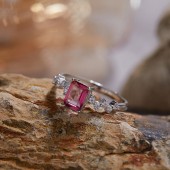 RS9934 S925 Pure Silver Sky Pink Topa Wealth Ring RS9934 S925 Pure Silver Sky Pink Topa Wealth Ring