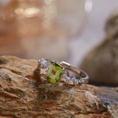 RS9934 S925 Pure Silver Olivine Wealth Ring
