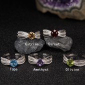 RS9935 Lace S925 sterling silver natural olivine open ring RS9935 Lace S925 sterling silver natural olivine open ring