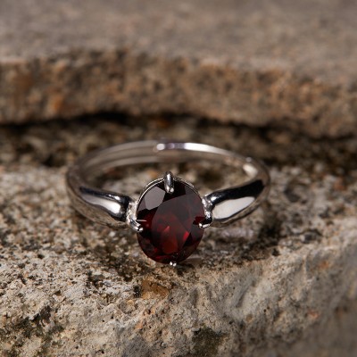 RS9936 S925 pure silver set with natural garnet colored gemstone ring