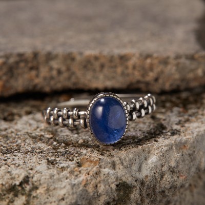 RS9937 Thai Silver S925 Pure Silver Natural Kyanite Gemstone Ring