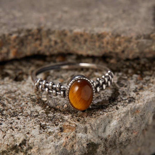 RS9937 Thai Silver S925 Pure Silver Natural Tiger's-eye Gemstone Ring RS9937 Thai Silver S925 Pure Silver Natural Tiger's-eye Gemstone Ring
