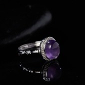 RS9938 S925 silver, natural amethyst, bamboo design women's ring RS9938 S925 silver, natural amethyst, bamboo design women's ring