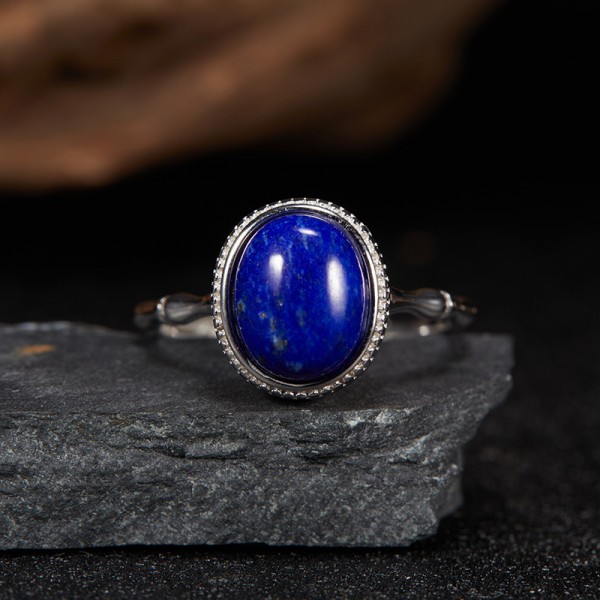 RS9938 S925 silver, natural Lapis Lazuli, bamboo design women's ring RS9938 S925 silver, natural Lapis Lazuli, bamboo design women's ring
