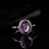 RS9938 S925 silver, natural amethyst, bamboo design women's ring RS9938 S925 silver, natural amethyst, bamboo design women's ring