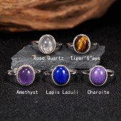 RS9938 S925 silver, natural amethyst, bamboo design women's ring RS9938 S925 silver, natural amethyst, bamboo design women's ring