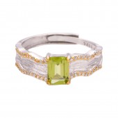 RS9941 S925 sterling silver ring with natural peridot gemstone