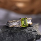 RS9941 S925 sterling silver ring with natural peridot gemstone