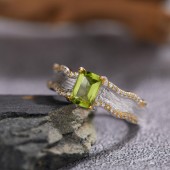 RS9941 S925 sterling silver ring with natural peridot gemstone